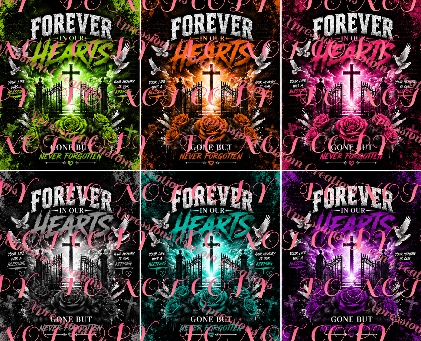Forever In Our Hearts Memorial Background Bundle | 13 Digital Files