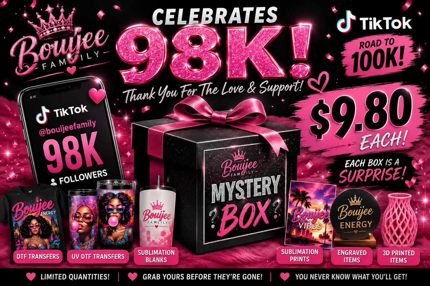 Bouijee Family Celebrates 98K! | $9.80 Mystery Box Drop