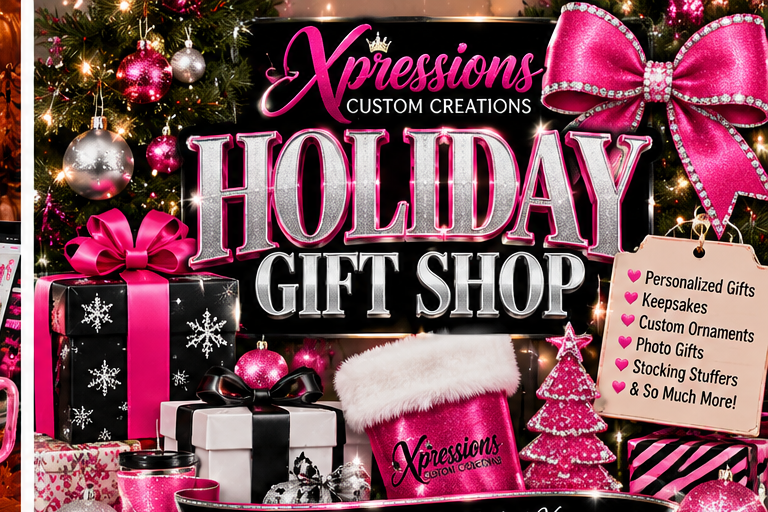 Xpressions Holiday Gift Shop pink black silver Christmas gift collection cover