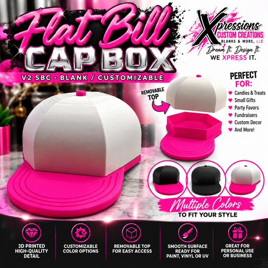 🧢 Flat Bill Cap Gift Box – 3D Printed ONLY