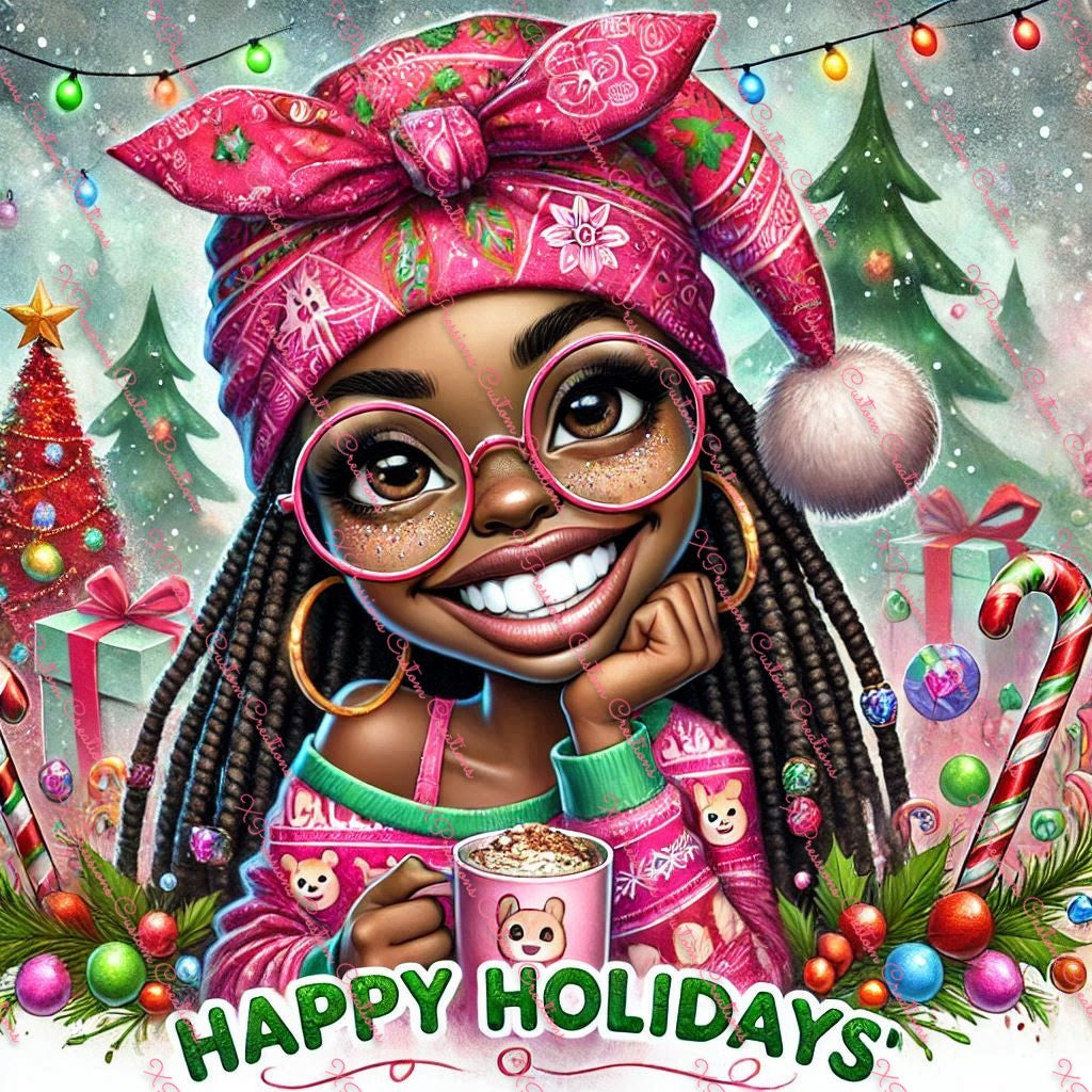 Funny Faces Festive and Versatile (Pink Bandana Woman) - Digitial File Bundle