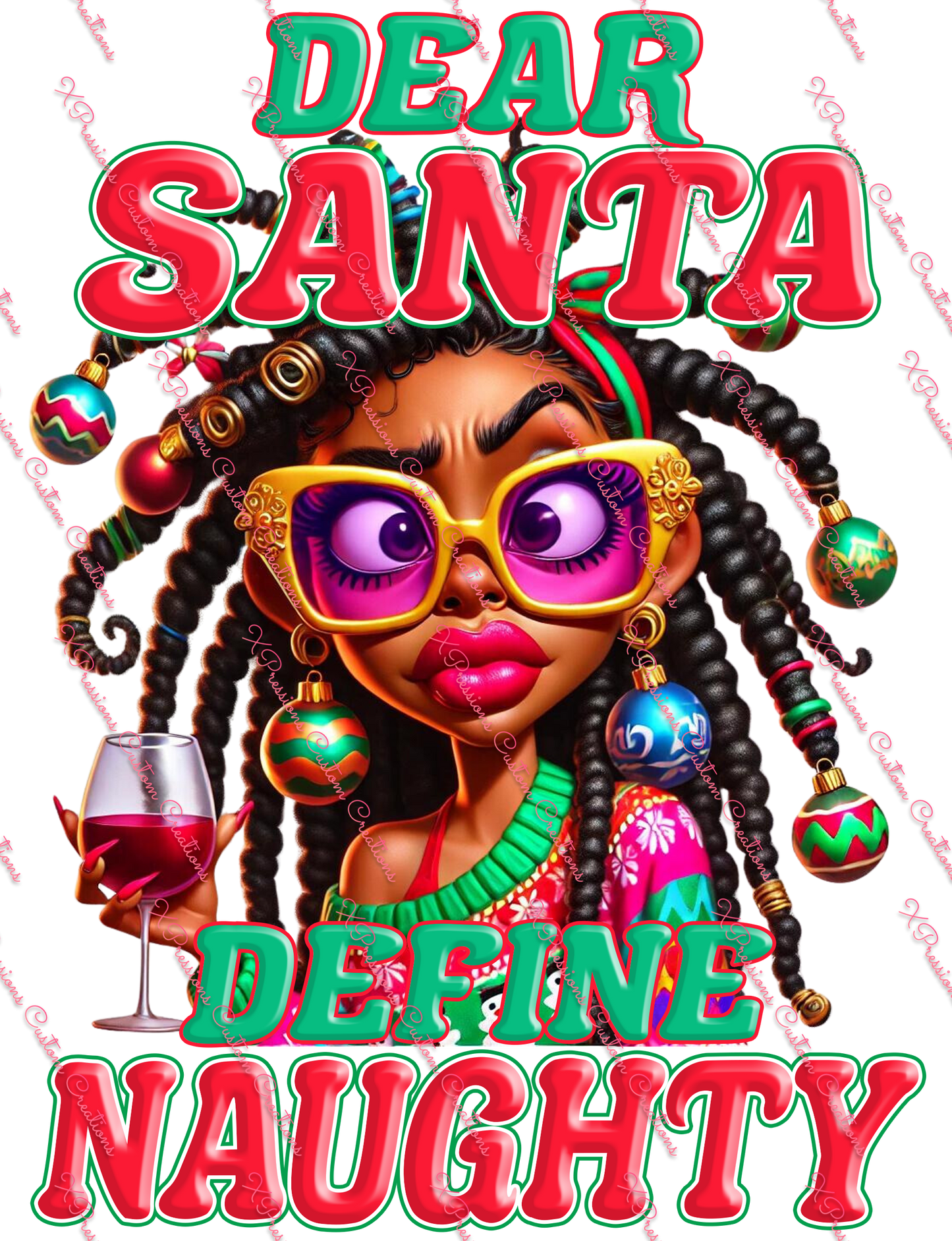 Quirky African Woman Asking Santa to Define "Naughty" - Digitial File Bundle