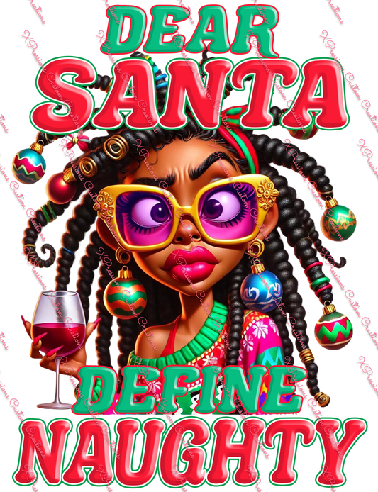 Quirky African Woman Asking Santa to Define "Naughty" - Digitial File Bundle