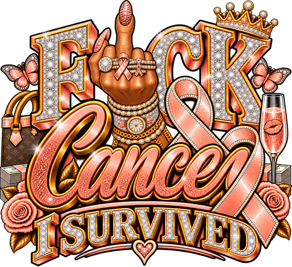 FUCK Cancer, I SURVIVED — Bouijee Survivor DTF or Sublimation Transfer