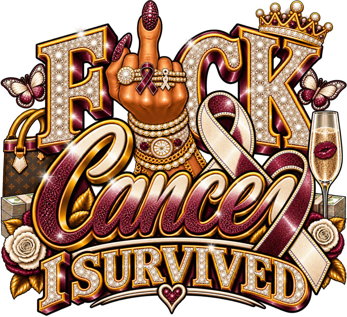 FUCK Cancer, I SURVIVED — Bouijee Survivor DTF or Sublimation Transfer