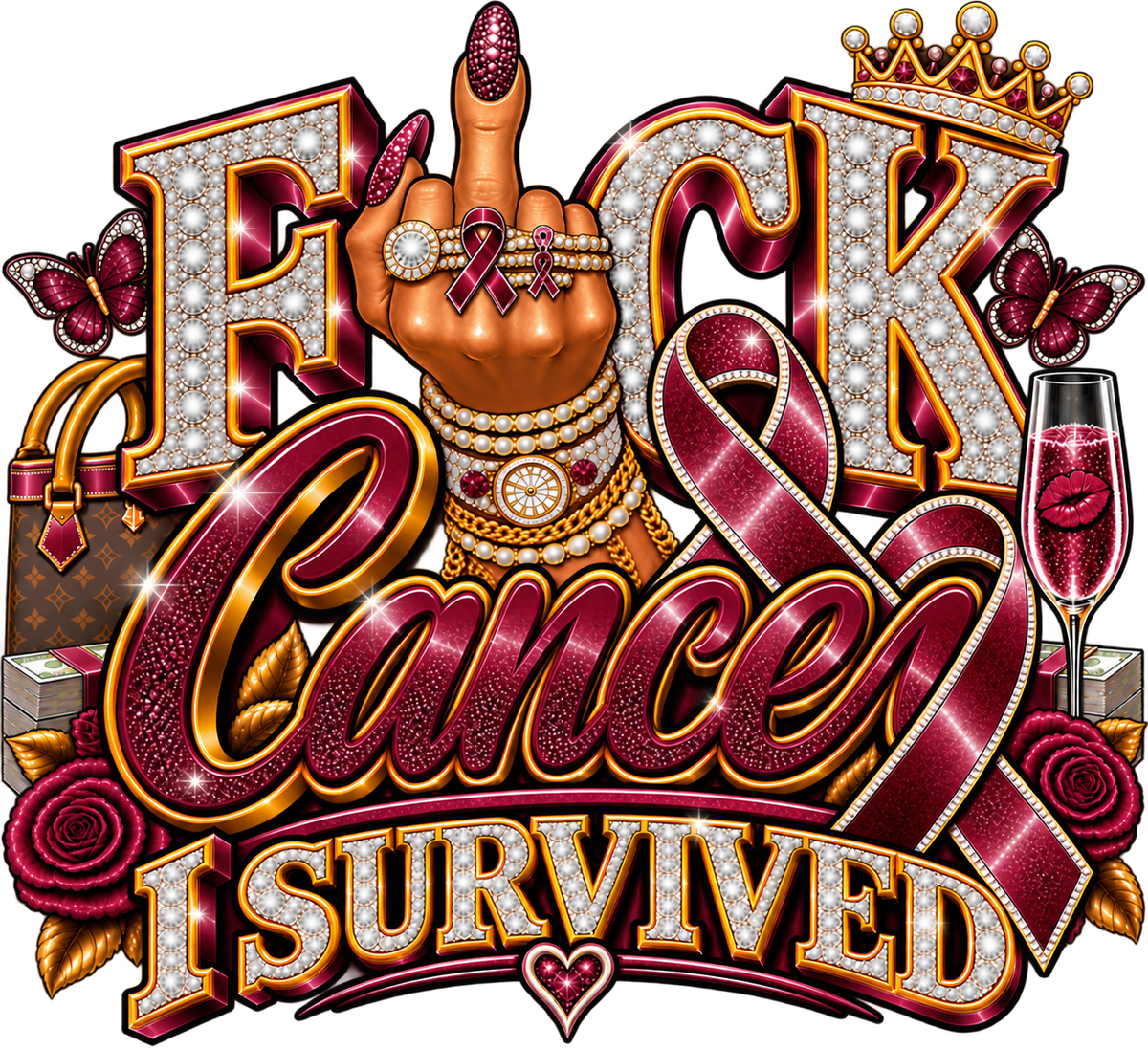 FUCK Cancer, I SURVIVED — Bouijee Survivor DTF or Sublimation Transfer