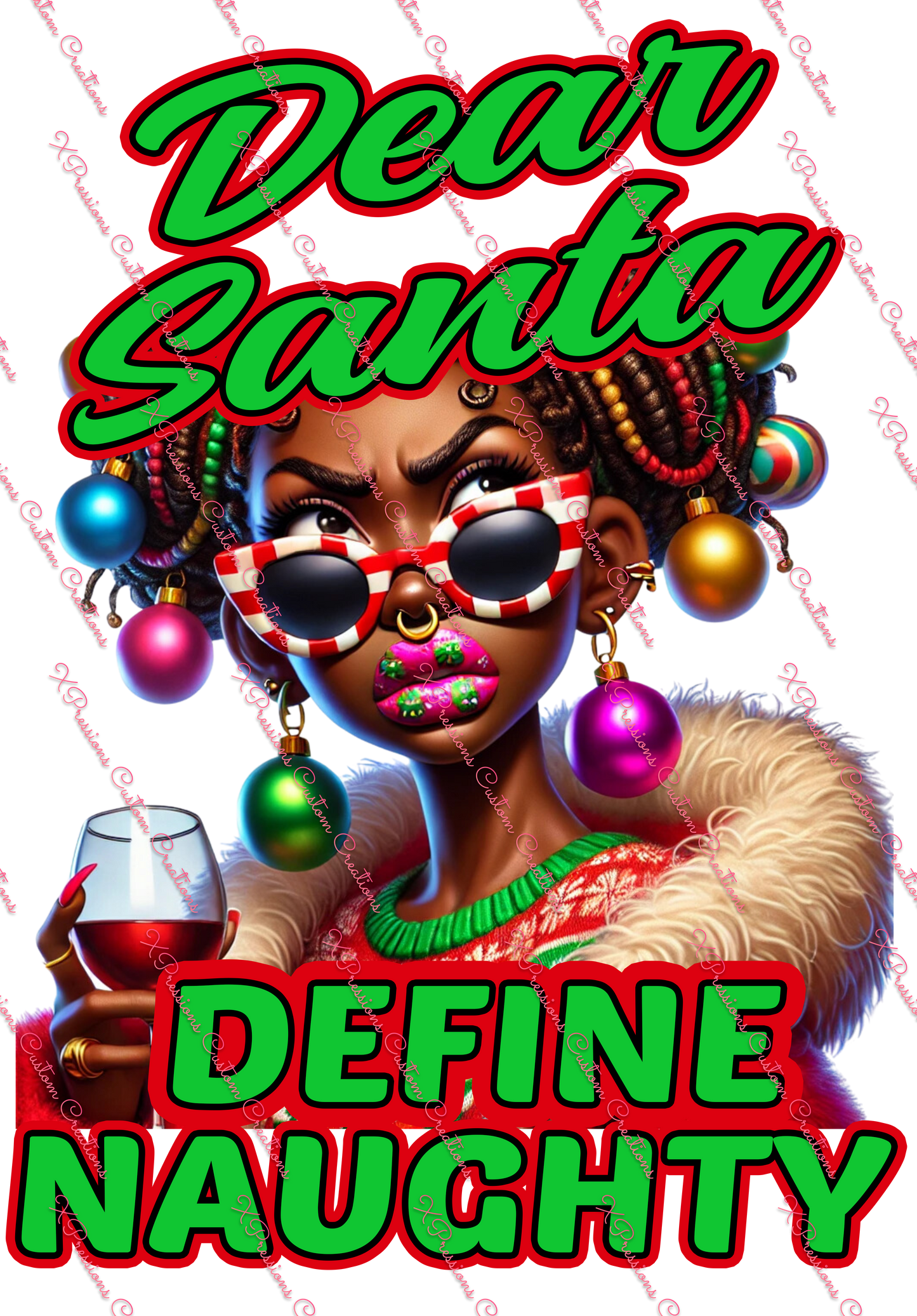 Quirky African Woman Asking Santa to Define "Naughty" - Digitial File Bundle
