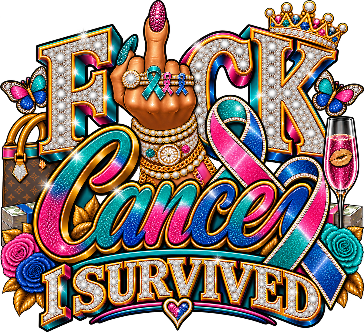 FUCK Cancer, I SURVIVED — Bouijee Survivor DTF or Sublimation Transfer