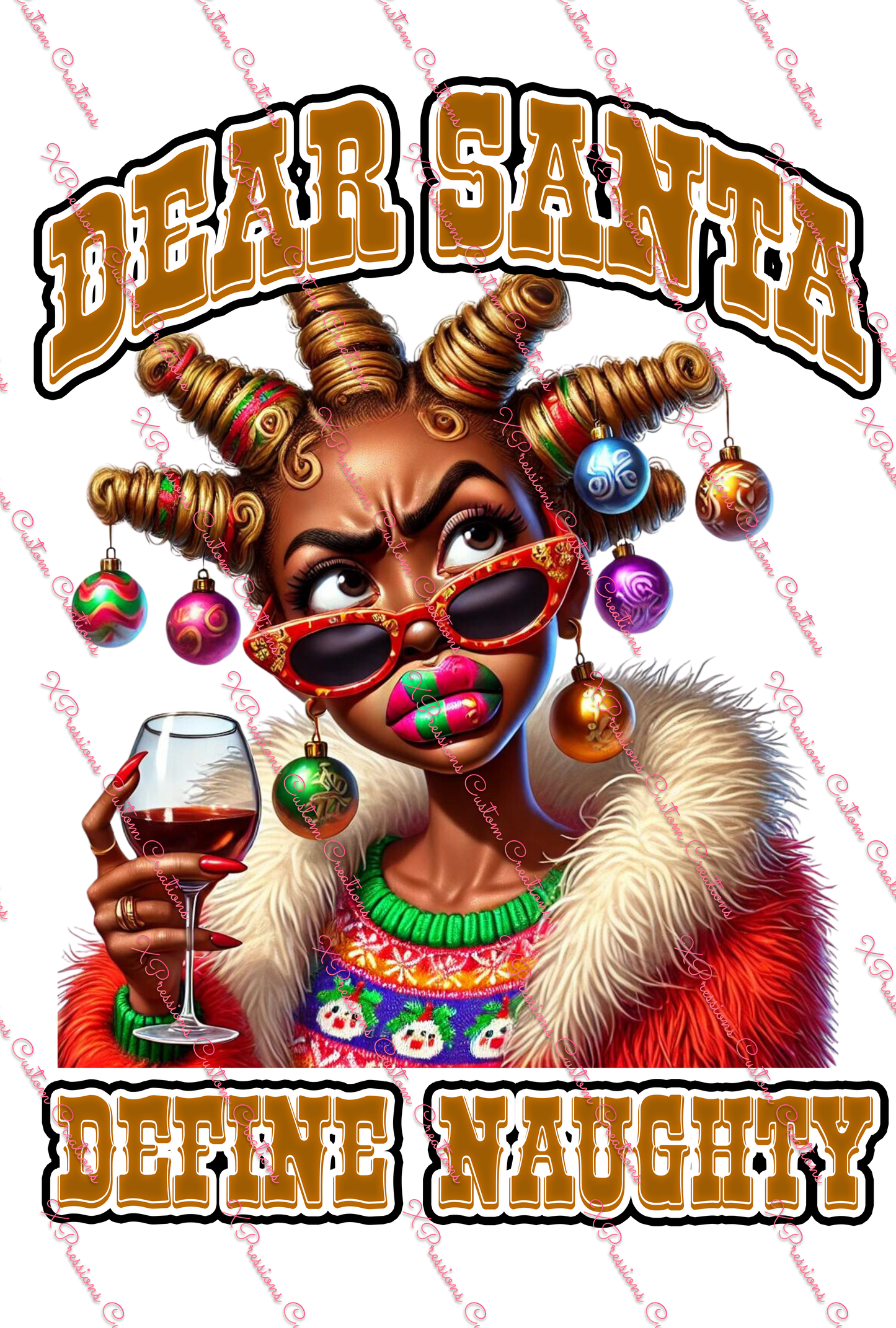 Quirky African Woman Asking Santa to Define "Naughty" - Digitial File Bundle