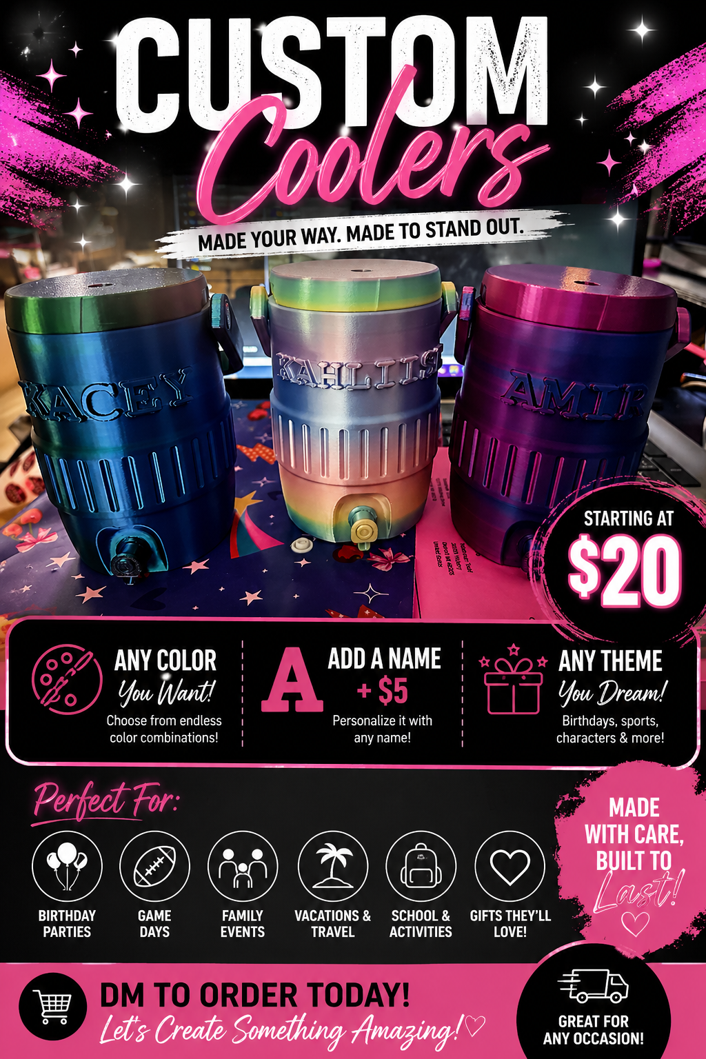 Custom Mini Cooler | Personalized Color, Name & Theme