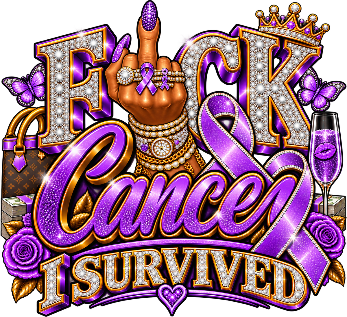 FUCK Cancer, I SURVIVED — Bouijee Survivor DTF or Sublimation Transfer