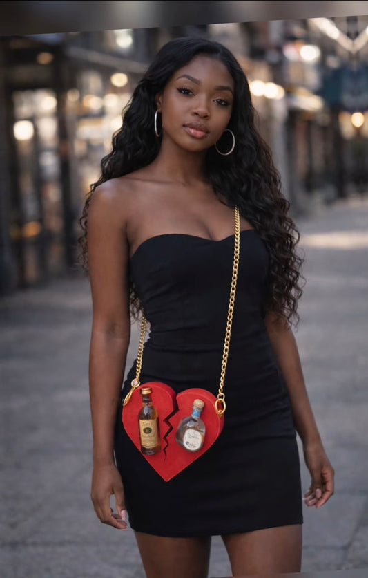 Broken Heart Mini Liquor Bottle Holder Purse ~  Bouijee Family Exclusive