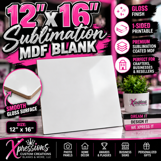 12” x 16” White Sublimation MDF Blank – Gloss Finish | B2B Craft Blank