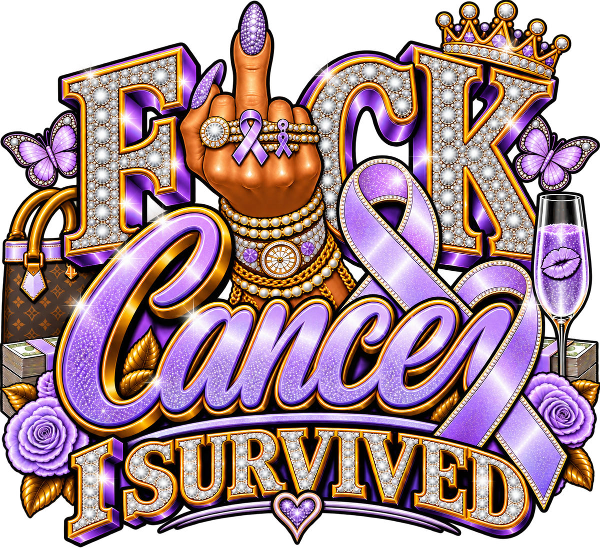 FUCK Cancer, I SURVIVED — Bouijee Survivor DTF or Sublimation Transfer
