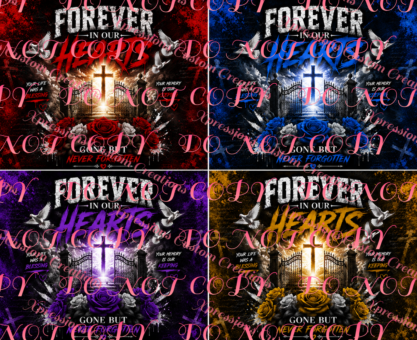 Forever In Our Hearts Memorial Background Bundle | 13 Digital Files