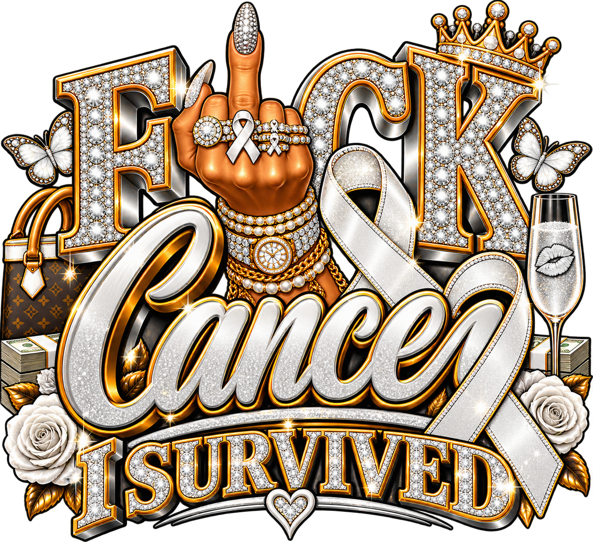 FUCK Cancer, I SURVIVED — Bouijee Survivor DTF or Sublimation Transfer