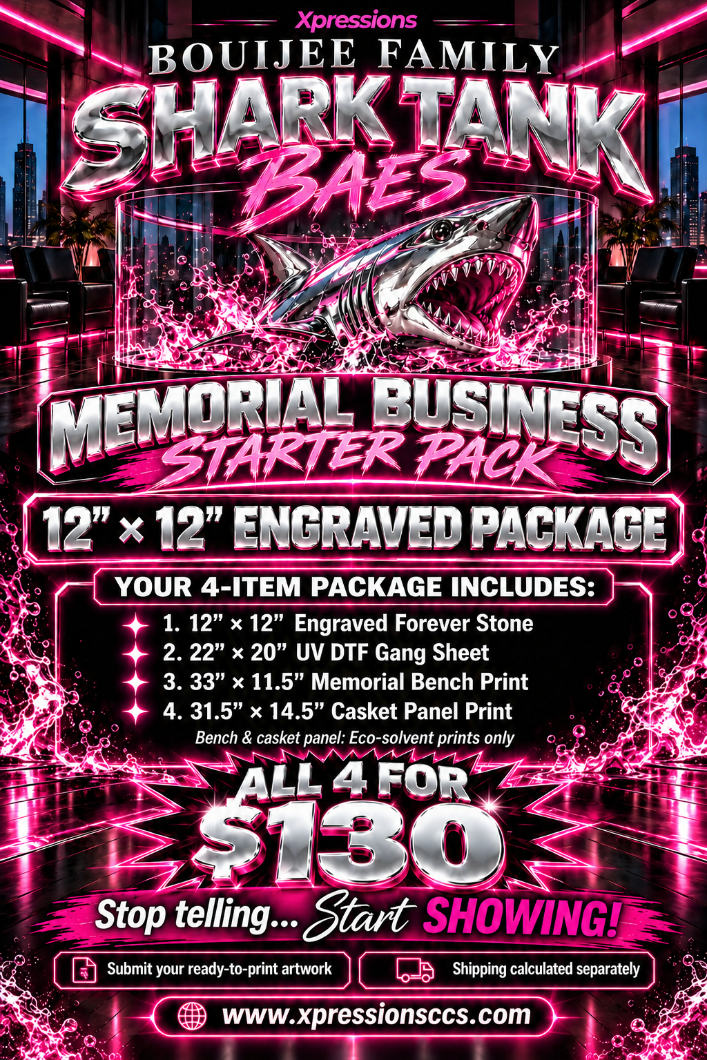 12″ × 12″ Engraved Memorial Business Starter Pack – $130