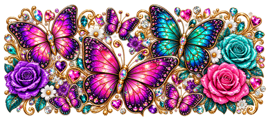 Jeweled Butterflies & Roses cup wrap artwork