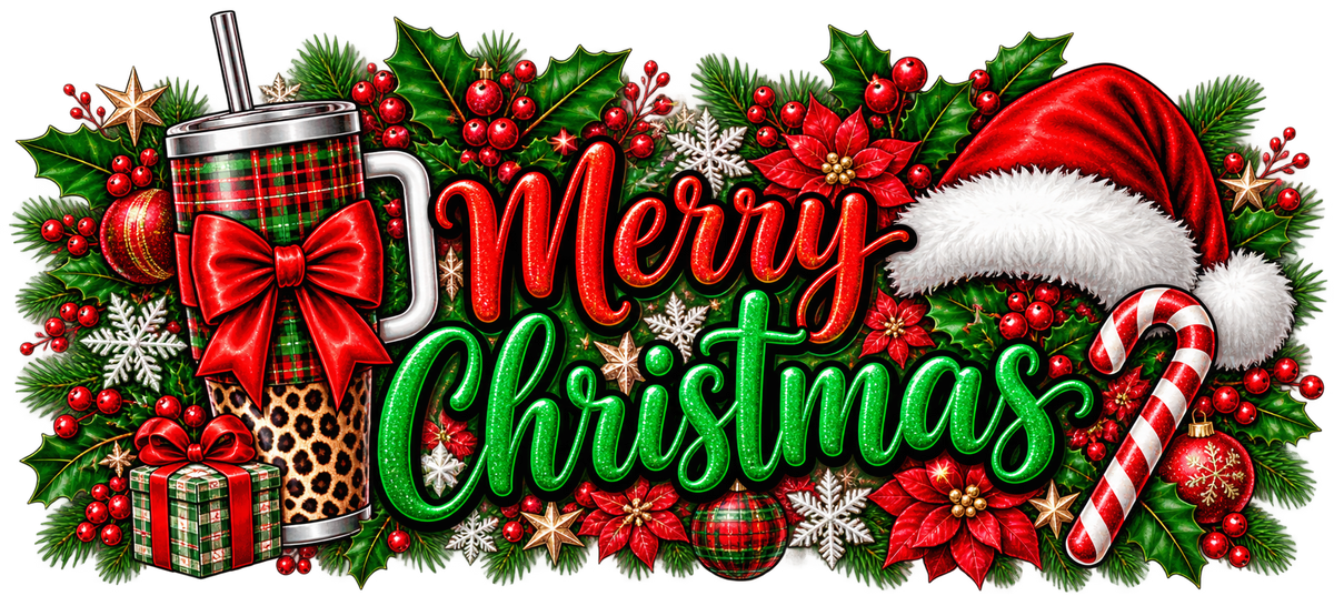 Merry Christmas Glam cup wrap artwork