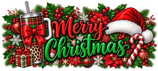 Merry Christmas Glam cup wrap artwork