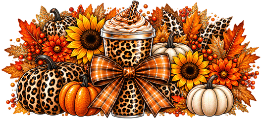 Fall Coffee & Leopard Pumpkins cup wrap artwork