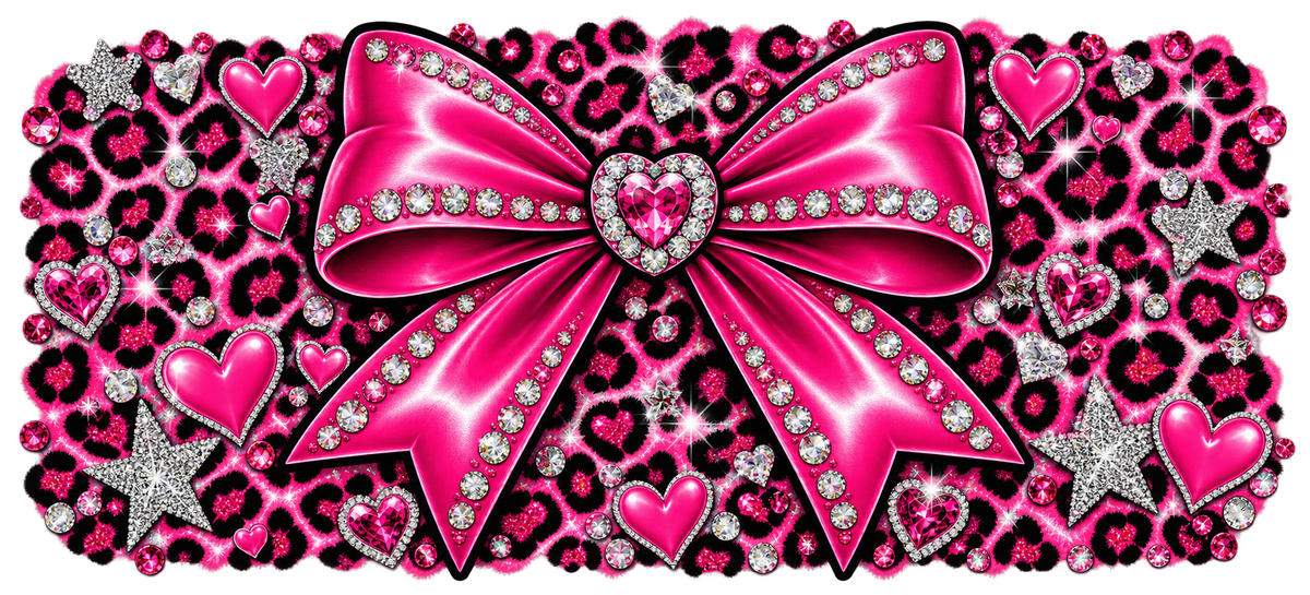 Pink Leopard Bow cup wrap artwork