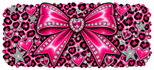 Pink Leopard Bow cup wrap artwork