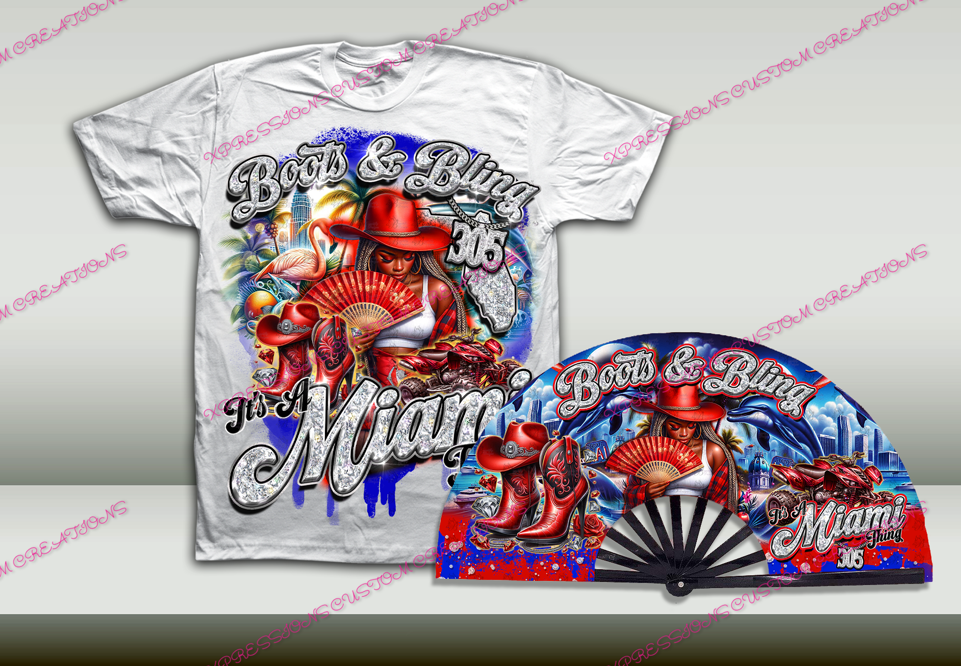 City/States Boots & Bling Shirt & Fan Set