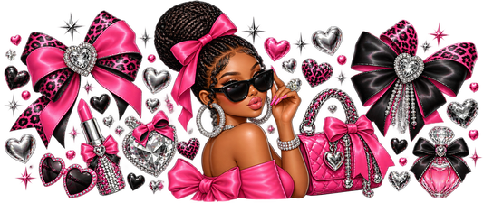 Pink & Silver Glam UV DTF cup wrap artwork