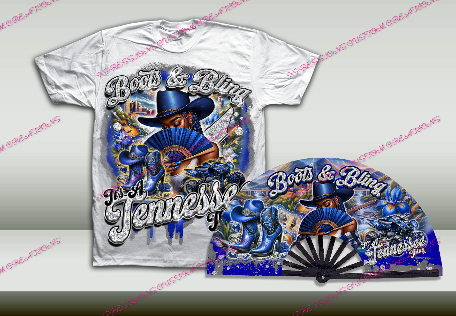 City/States Boots & Bling Shirt & Fan Set