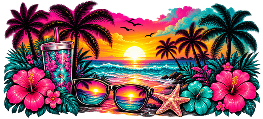 Tropical Sunset cup wrap artwork