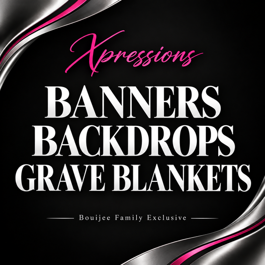 Sleek black, silver and pink Xpressions cover for Banners, Backdrops and Grave Blankets — Bouijee Family Exclusive