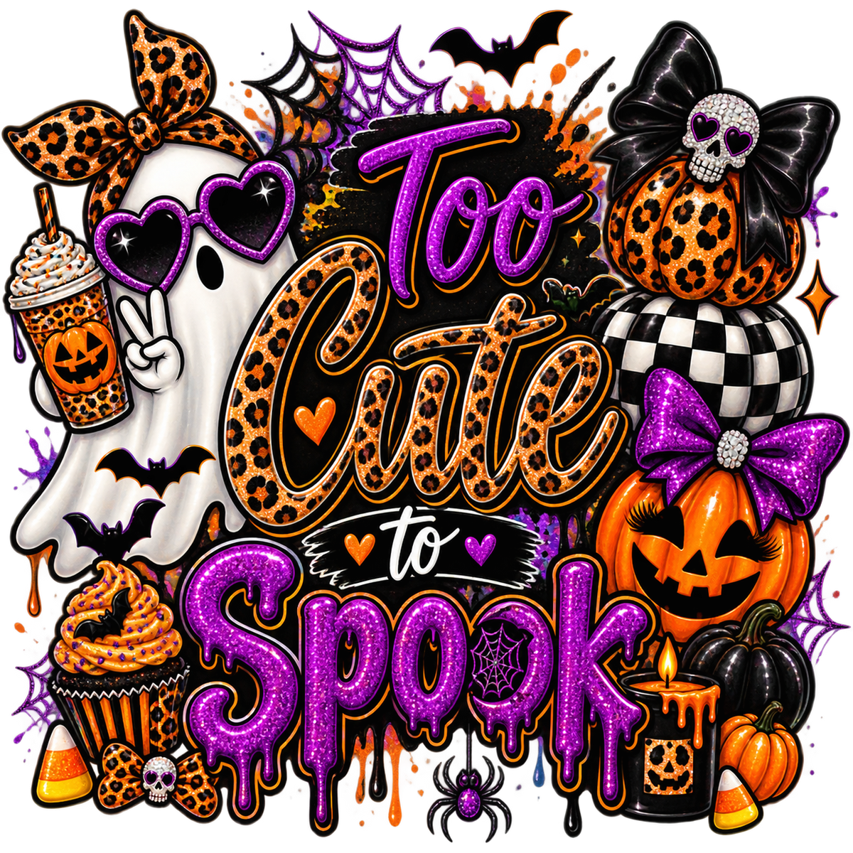 Too Cute to Spook — Ghost Glam — DTF Transfer