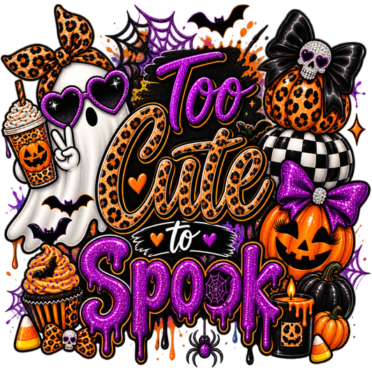 Too Cute to Spook — Ghost Glam — DTF Transfer