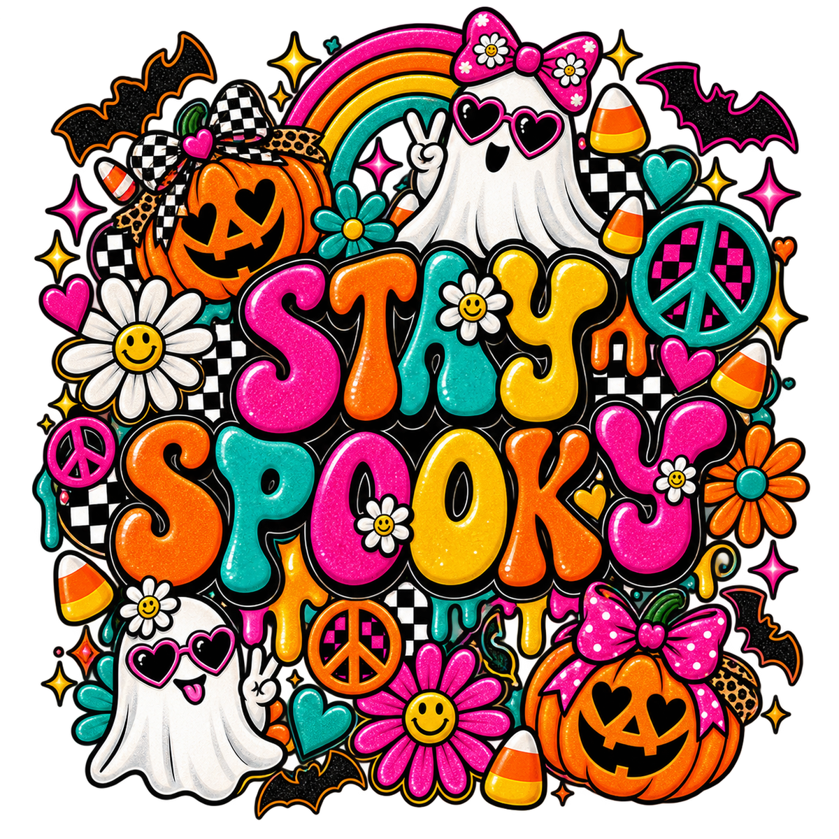 Stay Spooky — Groovy Ghosts — DTF Transfer — Style 1