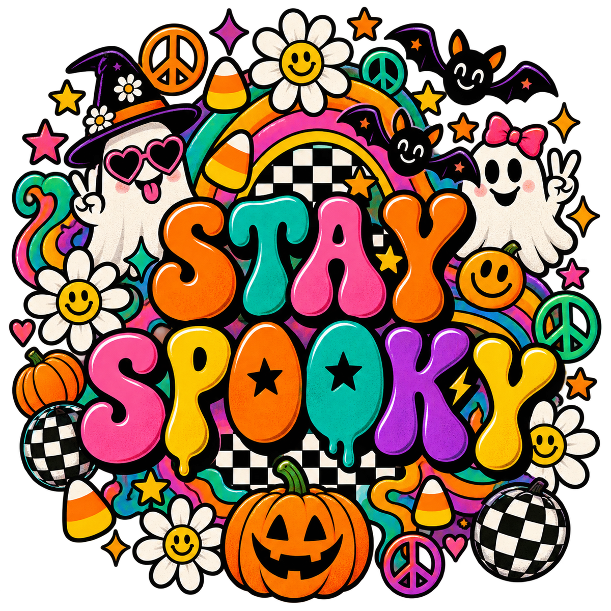 Stay Spooky — Groovy Ghosts — DTF Transfer — Style 2