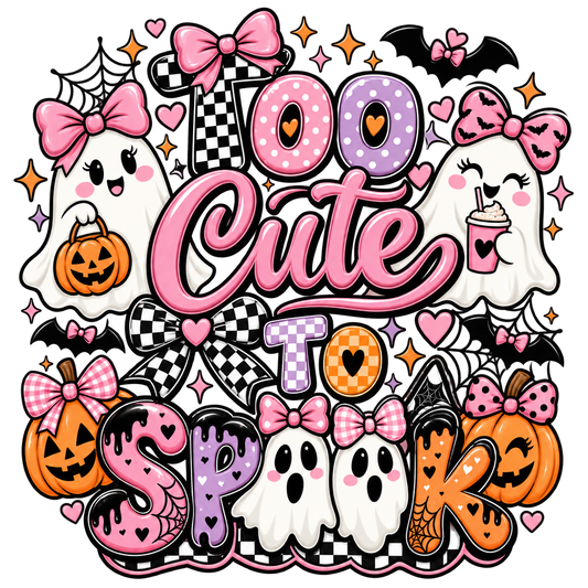 Too Cute to Spook — Pink Ghosts — DTF Transfer