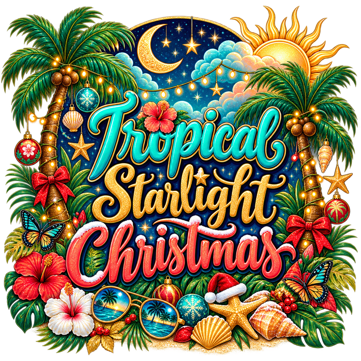 Tropical Starlight Christmas — DTF Transfer