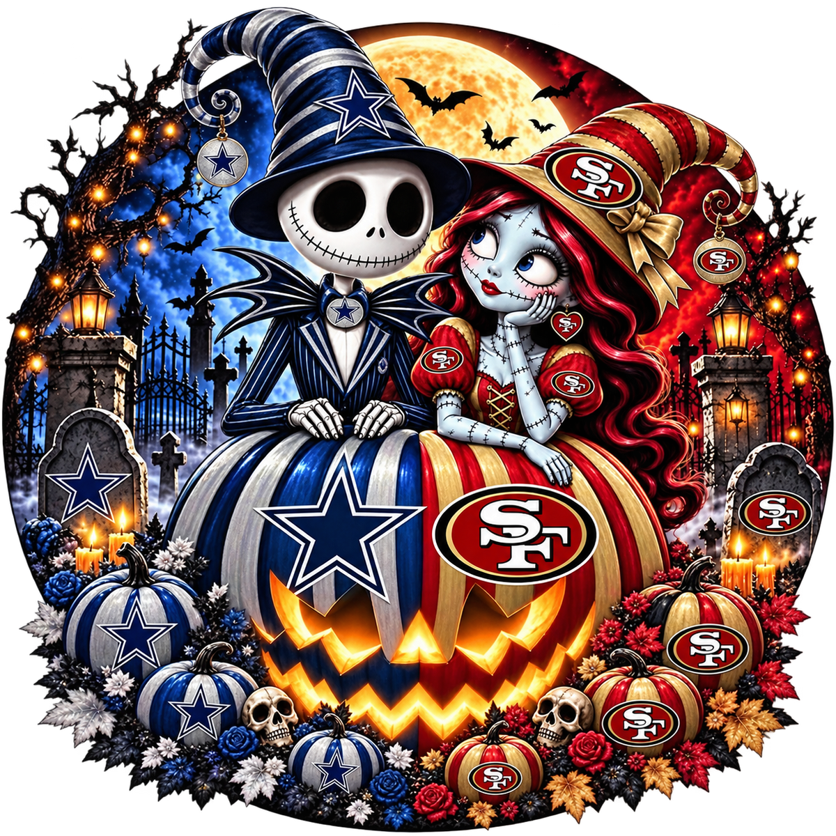 Halloween Football Romance — Cowboys & 49ers — DTF Transfer