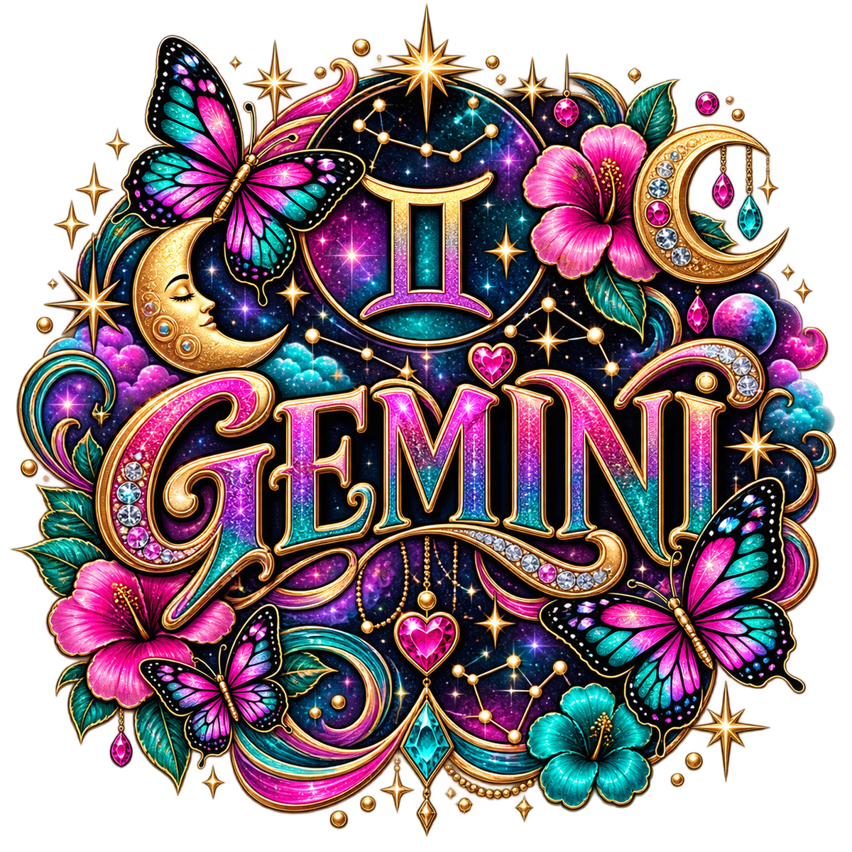 Gemini — Cosmic Jewel — DTF Transfer