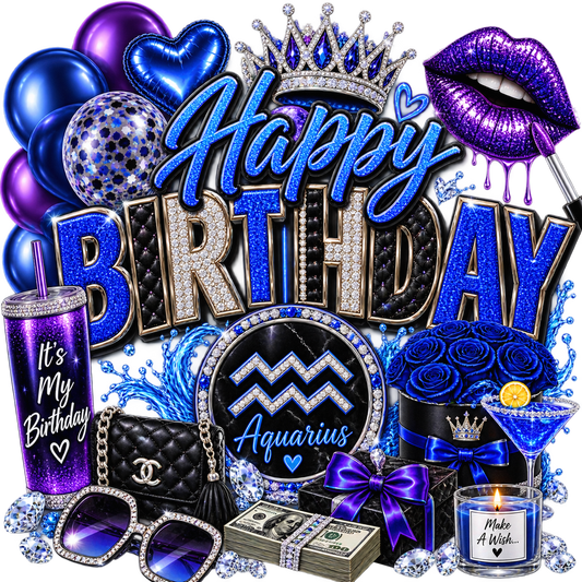 Aquarius Birthday Glam — DTF Transfer