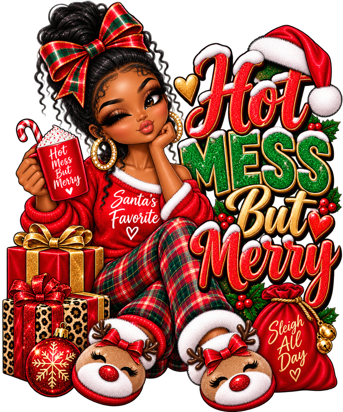 Hot Mess but Merry — DTF Transfer — Style 2