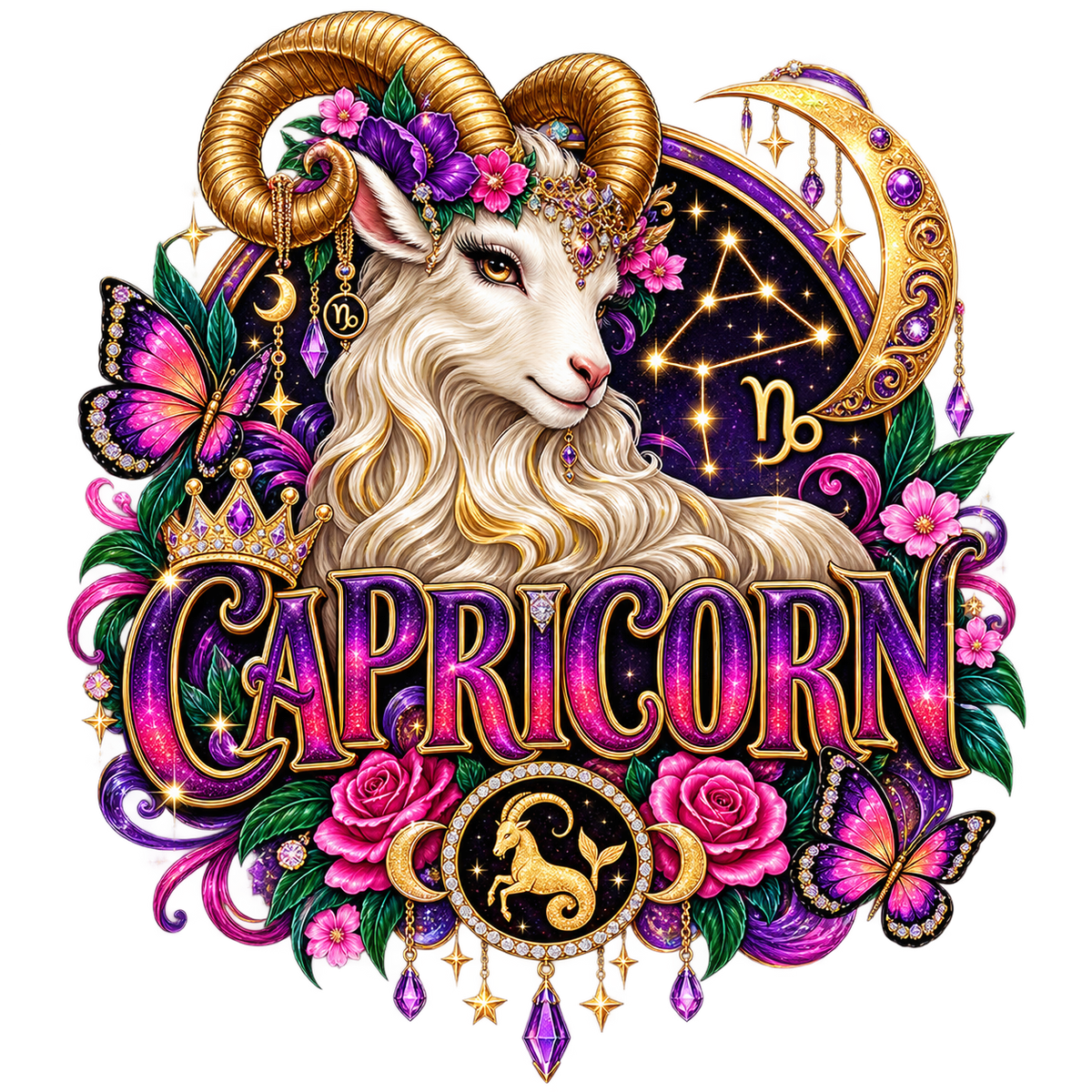 Capricorn — Glitter Goat — DTF Transfer
