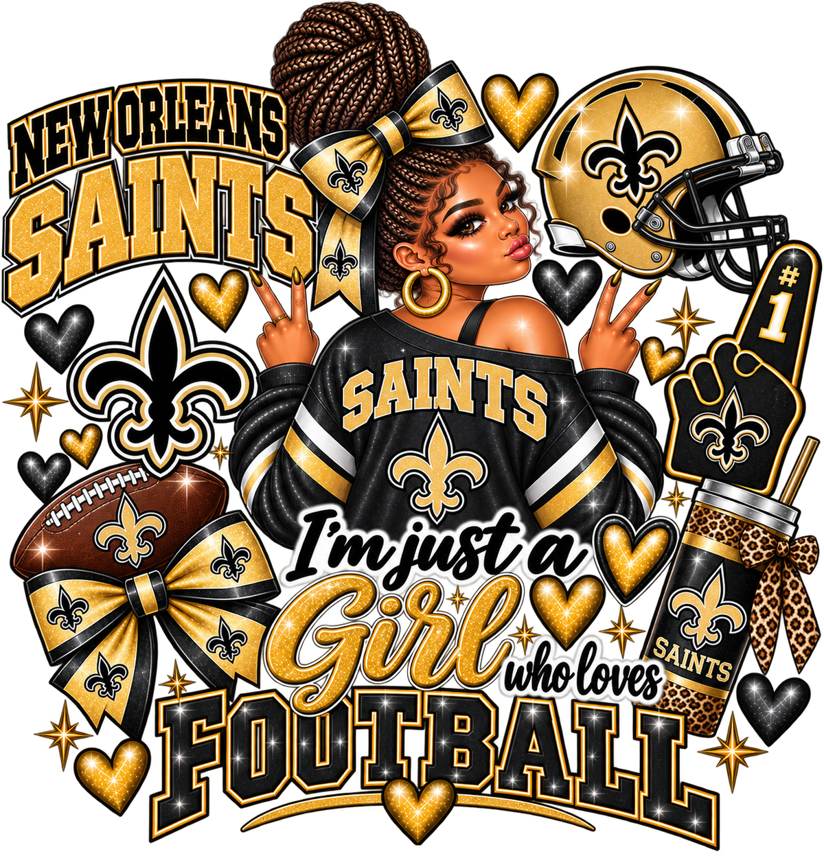 This Girl Loves Football — Saints — DTF Transfer — Style 1