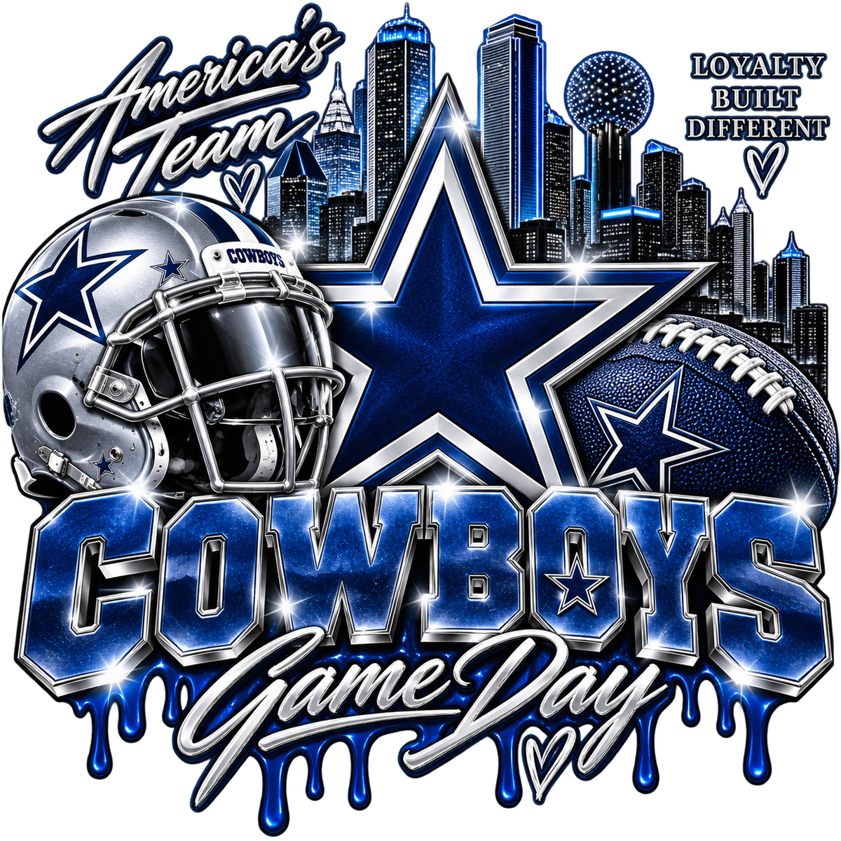 Cowboys Game Day — Chrome Star — DTF Transfer