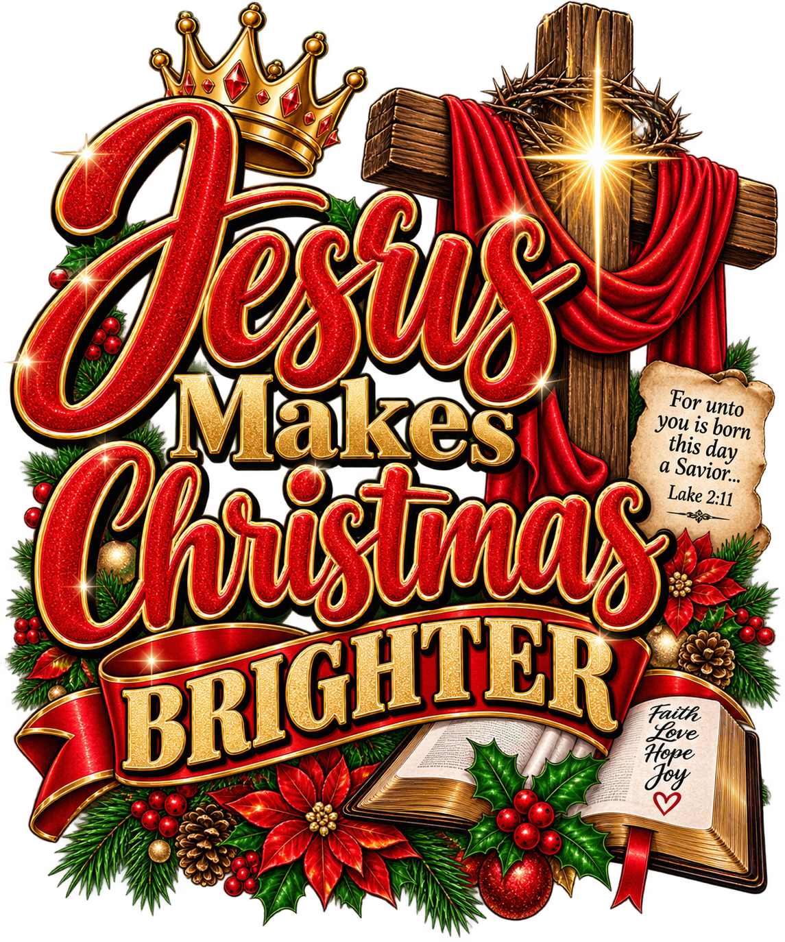 Jesus Makes Christmas Brighter — DTF Transfer