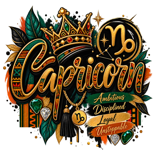Capricorn — Afrocentric Crown — DTF Transfer