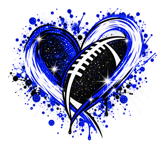 Royal Blue Football Heart — DTF Transfer
