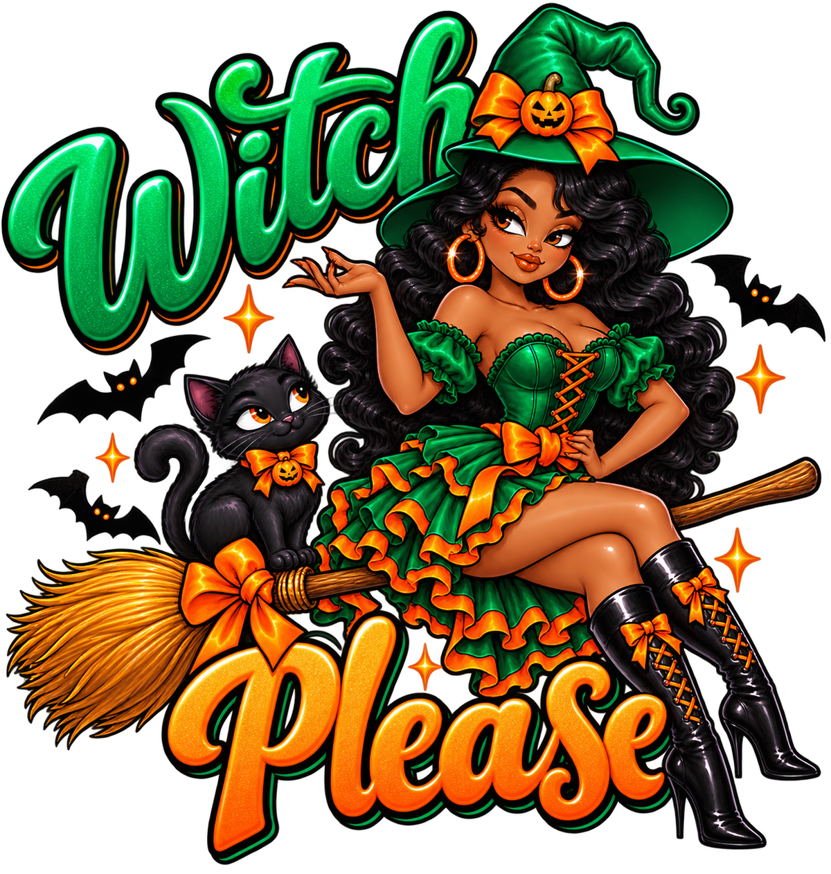 Witch Please — Broom — DTF Transfer
