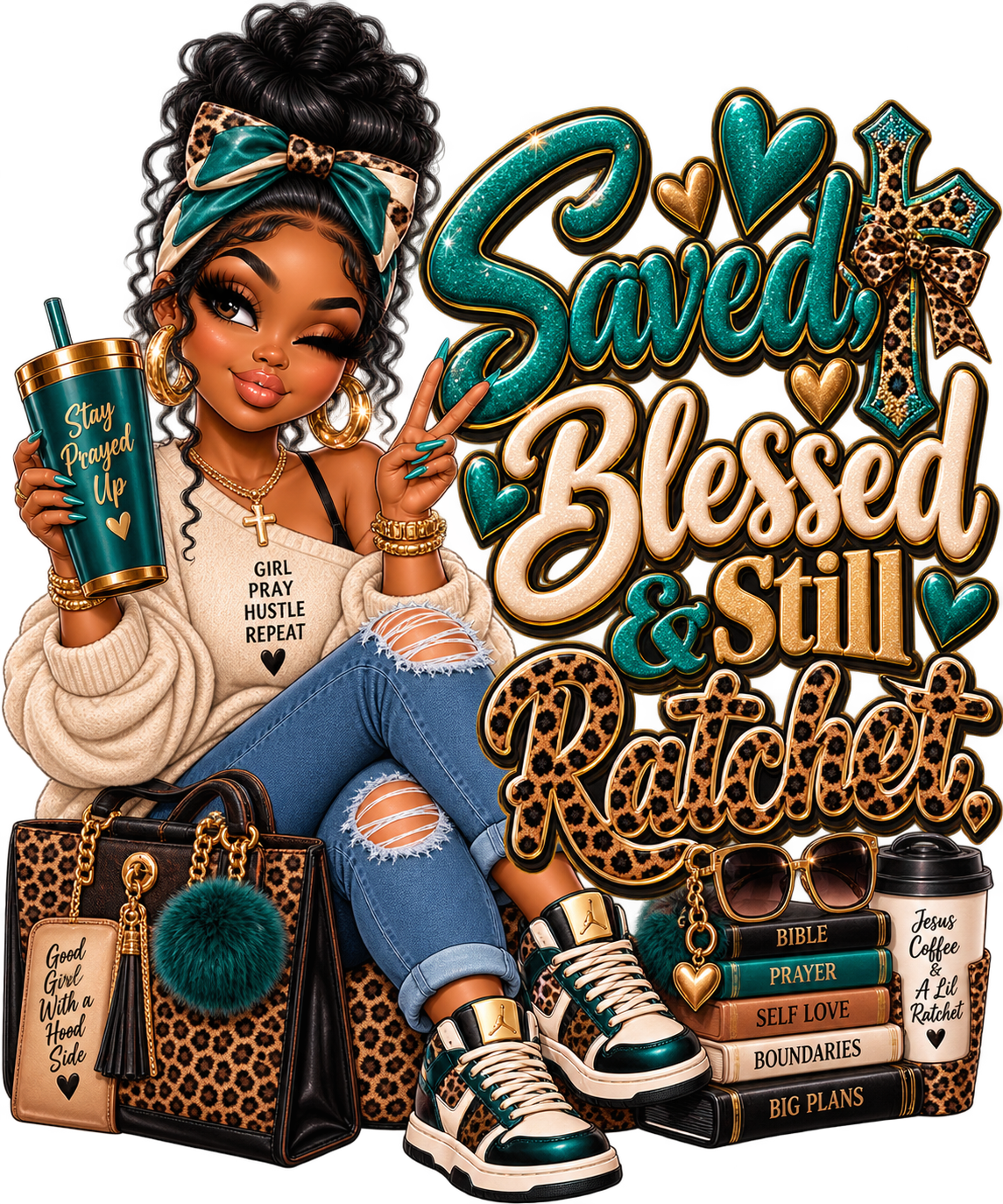 Saved, Blessed & Still Ratchet — DTF Transfer